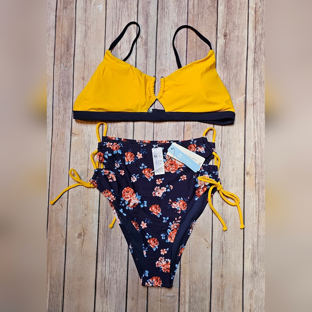 Yellow and Floral Cupshe Bikini Set